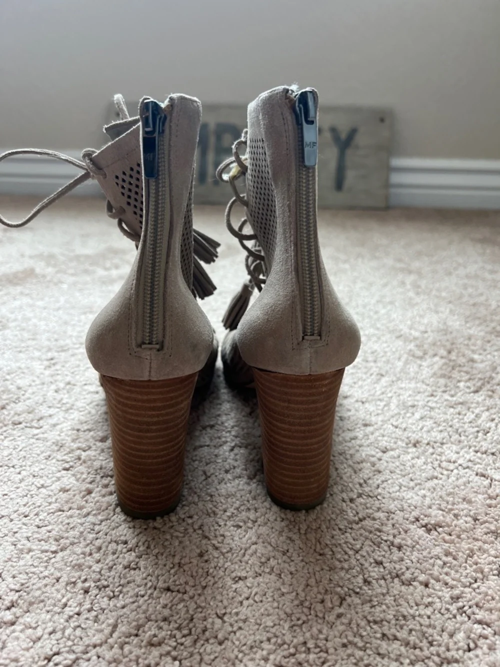 Marc Fisher Shaini Taupe Suede lace up Bootie